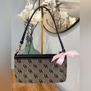 Dooney & Bourke Black and Beige Monogram Shoulder Bag